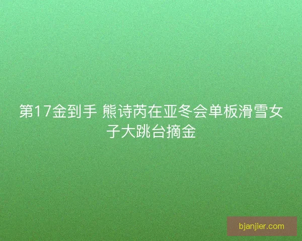 第17金到手 熊诗芮在亚冬会单板滑雪女子大跳台摘金